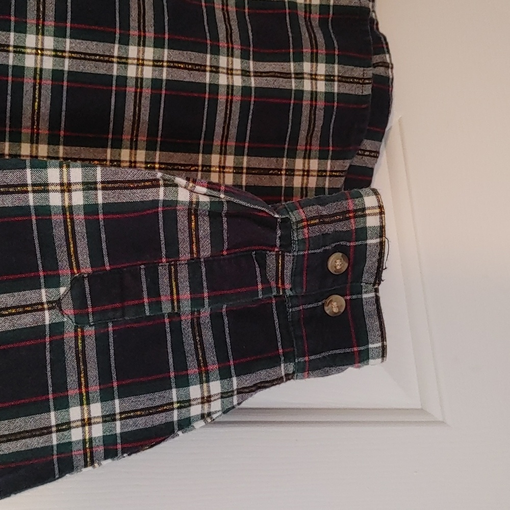 Vintage Holiday Long Sleeve Button Down Womens Sz Medium Plaid Metallic Velvour - Picture 7 of 10